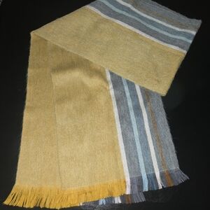 SHUPACA Grey, Cream, Blue Brown Alpaca Blend Scarf NEW